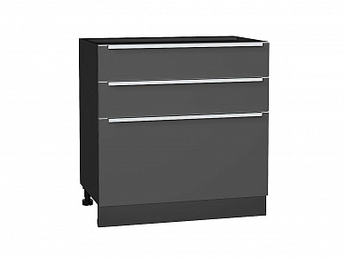 Шкаф нижний с 3-мя ящиками Фьюжн 816*800*480 Stormy Silk / Graphite