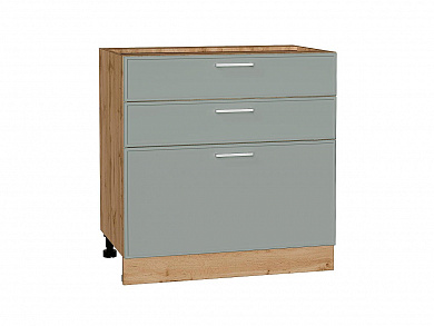 Шкаф нижний с 3-мя ящиками Квадро 816*800*481 Аквамарин / Дуб Вотан