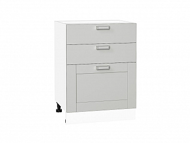 Шкаф нижний с 3-мя ящиками Лофт 816*600*480 Grey Silk / Белый