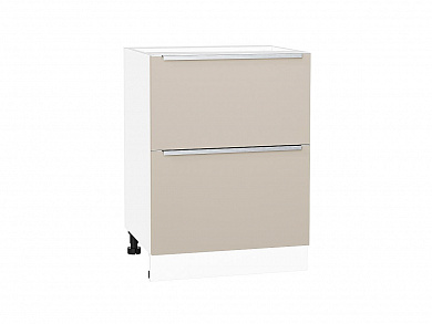 Шкаф нижний с 2-мя ящиками Фьюжн 816*600*480 Cream Silk / Белый