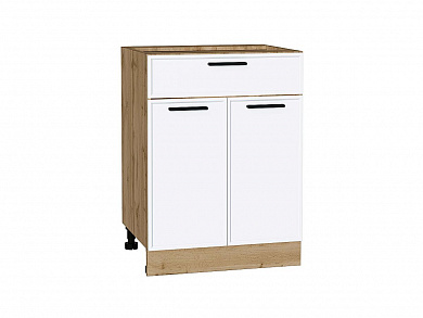 Шкаф нижний с 2-мя дверцами и ящиком Фрейм 816*600*484 White Silk / Дуб Вотан