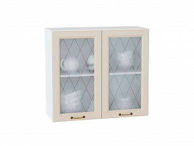 Шкаф верхний с 2-мя остекленными дверцами Ницца 716*800*318 Агат / Белый