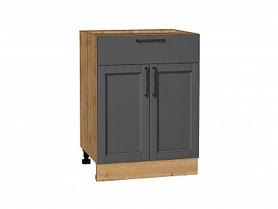Шкаф нижний с 2-мя дверцами и ящиком Сканди 816*600*480 Stormy Silkwood / Дуб Вотан