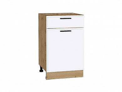 Шкаф нижний с 1-ой дверцей и ящиком Фрейм 816*500*484 White Silk / Дуб Вотан