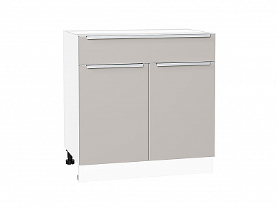 Шкаф нижний с 2-мя дверцами и ящиком Фьюжн 816*800*480 Clay Silk / Белый