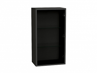 Шкаф верхний с 1-ой остекленной дверцей (полки стекло) 920*500*322 Черный / Graphite