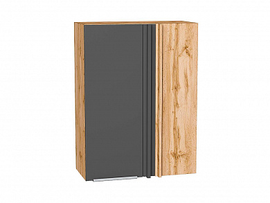 Шкаф верхний прямой угловой Фьюжн 920*700*345 Stormy Silk / Дуб Вотан