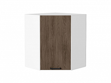Шкаф верхний угловой Флэт 716*600*600 Brown Casella Oak 2S / Белый