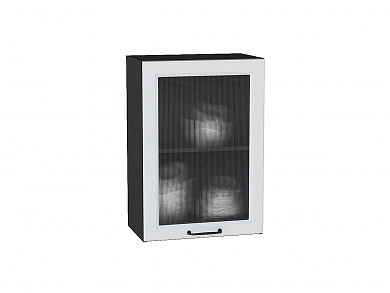 Шкаф верхний с 1-ой остекленной дверцей Ницца 716*500*318 Blanco / Graphite