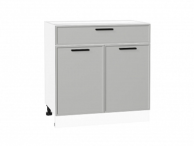 Шкаф нижний с 2-мя дверцами и ящиком Фрейм 816*800*484 Grey Silk / Белый
