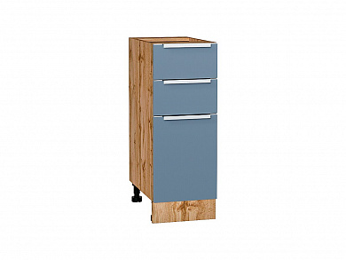 Шкаф нижний с 3-мя ящиками Фьюжн 816*300*480 Silky Blue / Дуб Вотан