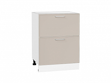 Шкаф нижний с 2-мя ящиками Квадро 816*600*481 Кашемир / Белый