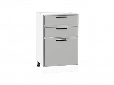 Шкаф нижний с 3-мя ящиками Фрейм 816*500*484 Grey Silk / Белый
