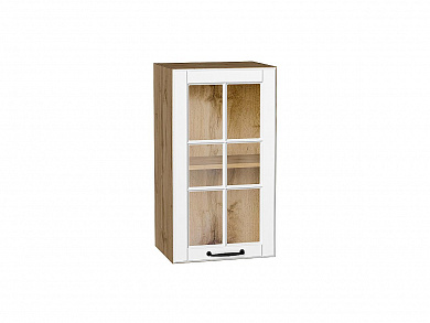 Шкаф верхний с 1-ой остекленной дверцей Дублин 716*400*318 Special White / Дуб Вотан