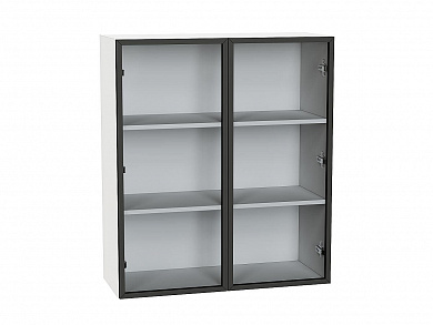 Шкаф верхний с 2-мя остекленными дверцами 920*800*322 Черный / Белый