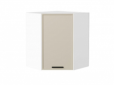 Шкаф верхний угловой Фрейм 716*600*600 Cream Silk / Белый