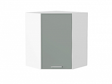 Шкаф верхний угловой Квадро 716*600*600 Аквамарин / Белый