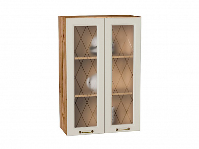Шкаф верхний с 2-мя остекленными дверцами Ницца 920*600*318 Агат / Дуб Вотан