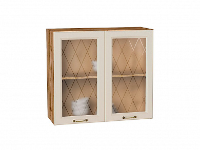 Шкаф верхний с 2-мя остекленными дверцами Ницца 716*800*318 Агат / Дуб Вотан