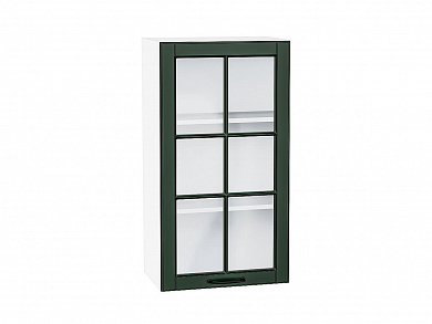 Шкаф верхний с 1-ой остекленной дверцей Дублин 920*500*318 Special Green / Белый