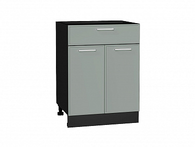 Шкаф нижний с 2-мя дверцами и ящиком Квадро 816*600*481 Аквамарин / Graphite