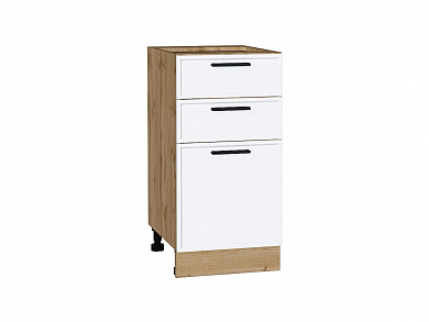 Шкаф нижний с 3-мя ящиками Фрейм 816*400*484 White Silk / Дуб Вотан