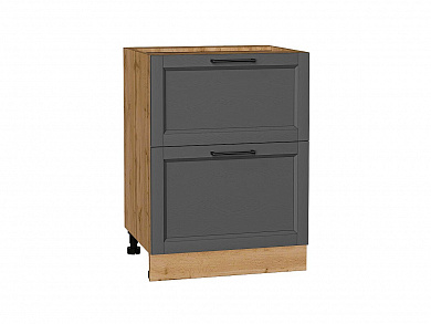 Шкаф нижний с 2-мя ящиками Сканди 816*600*480 Stormy Silkwood / Дуб Вотан