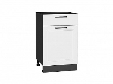 Шкаф нижний с 1-ой дверцей и ящиком Нео 816*500*480 White Silk / Graphite