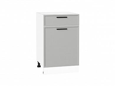 Шкаф нижний с 1-ой дверцей и ящиком Фрейм 816*500*484 Grey Silk / Белый