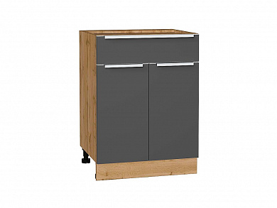 Шкаф нижний с 2-мя дверцами и ящиком Фьюжн 816*600*480 Stormy Silk / Дуб Вотан