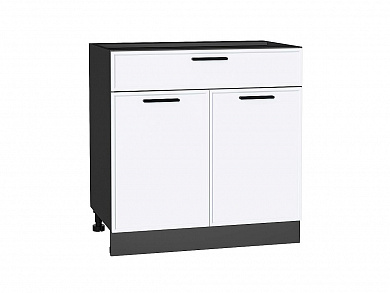 Шкаф нижний с 2-мя дверцами и ящиком Фрейм 816*800*484 White Silk / Graphite