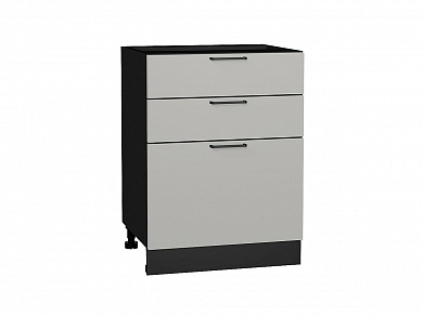 Шкаф нижний с 3-мя ящиками Флэт 816*600*478 Light Grey In 2S / Graphite