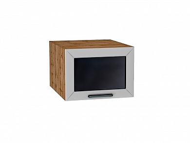 Шкаф верхний горизонтальный остекленный глубокий Глетчер 358*500*574 Гейнсборо Силк / Дуб Вотан