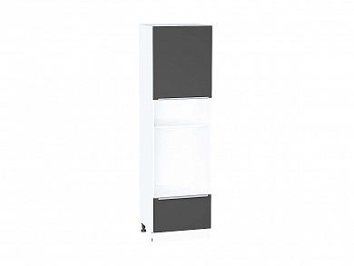 Шкаф пенал с 1-ой дверцей и ящиком под технику Фьюжн 2132*600*576 Stormy Silk / Белый