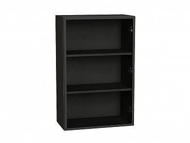 Шкаф верхний с 1-ой остекленной дверцей (полки ЛДСП) 920*600*322 Черный / Graphite