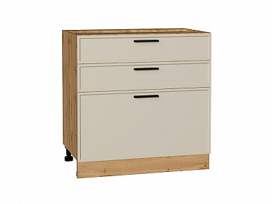 Шкаф нижний с 3-мя ящиками Фрейм 816*800*484 Cream Silk / Дуб Вотан