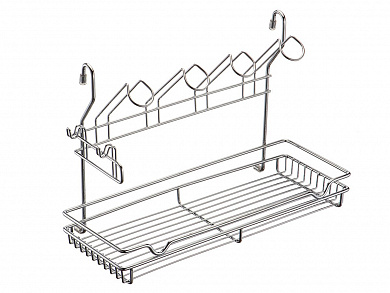 Полка одноярусная с подставкой для 4-х кружек 265*390*173 Хром