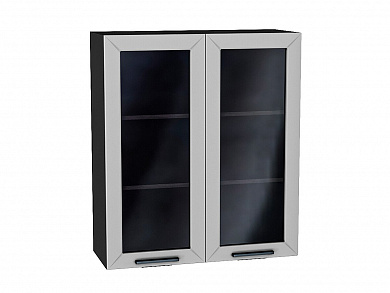 Шкаф верхний с 2-мя остекленными дверцами Глетчер 920*800*318 Гейнсборо Силк / Graphite