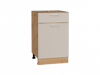 Шкаф нижний с 1-ой дверцей и ящиком Квадро 816*500*481 Кашемир / Дуб Вотан