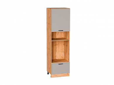 Шкаф пенал с 1-ой дверцей и ящиком под технику Фрейм 2132*600*580 Clay Silk / Дуб Вотан