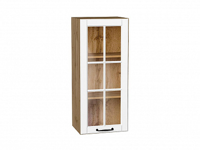 Шкаф верхний с 1-ой остекленной дверцей Дублин 920*400*318 Special White / Дуб Вотан