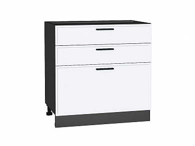 Шкаф нижний с 3-мя ящиками Фрейм 816*800*484 White Silk / Graphite