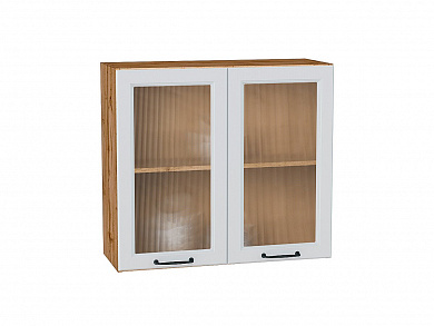 Шкаф верхний с 2-мя остекленными дверцами Ницца 716*800*318 Blanco / Дуб Вотан