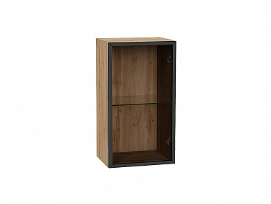 Шкаф верхний с 1-ой остекленной дверцей 716*400*322 Черный / Дуб Вотан