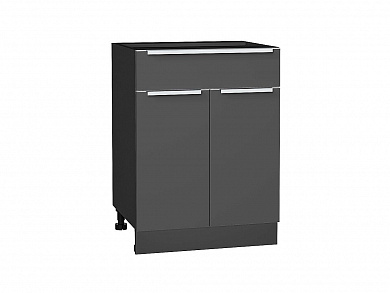 Шкаф нижний с 2-мя дверцами и ящиком Фьюжн 816*600*480 Stormy Silk / Graphite
