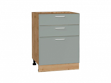 Шкаф нижний с 3-мя ящиками Квадро 816*600*481 Аквамарин / Дуб Вотан