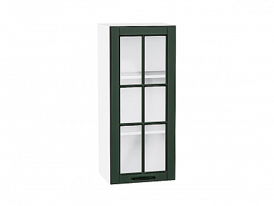 Шкаф верхний с 1-ой остекленной дверцей Дублин 920*400*318 Special Green / Белый