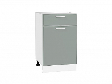 Шкаф нижний с 1-ой дверцей и ящиком Квадро 816*500*481 Аквамарин / Белый