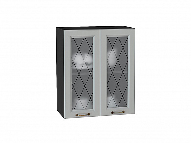 Шкаф верхний с 2-мя остекленными дверцами Ницца 716*600*318 Графит / Graphite