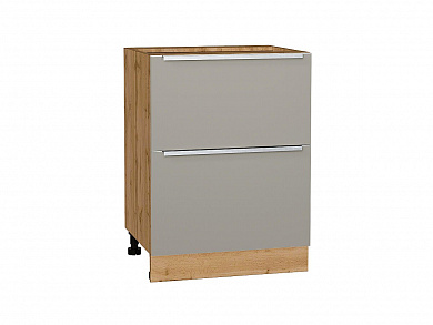 Шкаф нижний с 2-мя ящиками Фьюжн 816*600*480 Silky Grey / Дуб Вотан